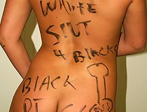 Brunette interracial marked sucks black eats sperm