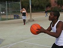 Blonde Cougar MILF picks up and fucks young black